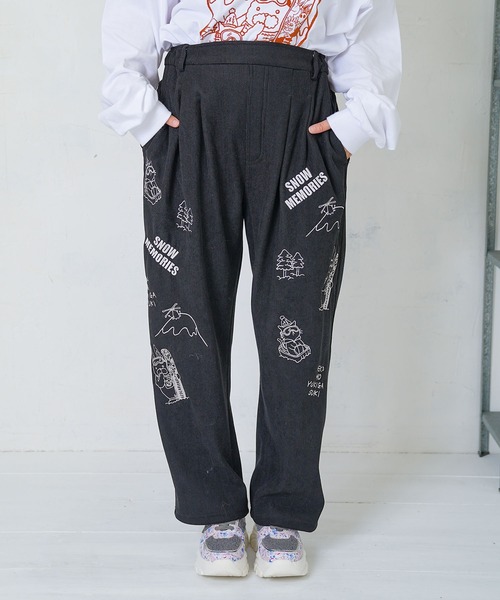 ScoLar Parity（スカラーパリティ）の「353129：ラビルとネコのスノーメモリー裏起毛パンツ（デニムパンツ・レディース・ブラック/ベージュ/ブルー・M）」の18枚目の写真