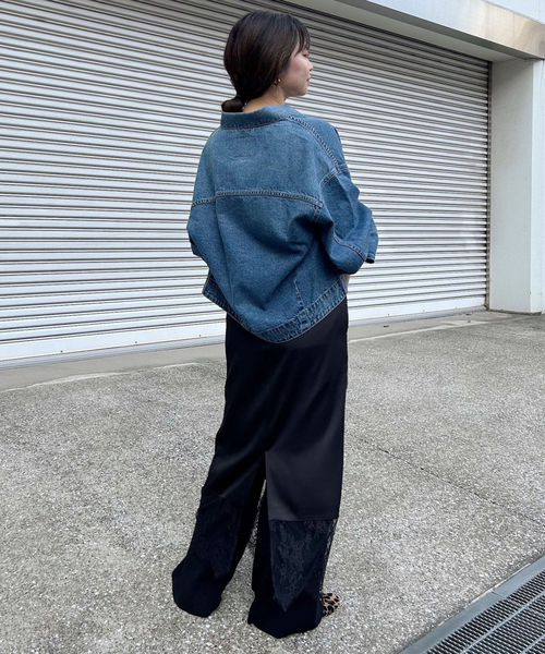 SLOBE IENA(スローブイエナ)の「《WEB限定カラー有り/追加》レースサテンワンピース(ワンピース・レディース・ブラック/アイボリー/ベージュ・FREE)」の16枚目の写真