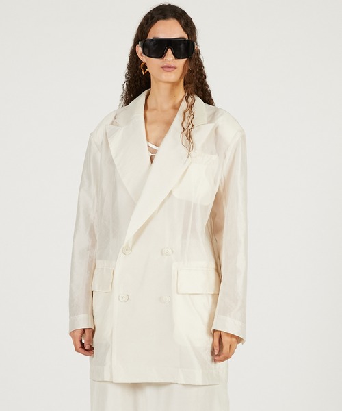 PRANK PROJECT（プランクプロジェクト）の「【2026Spring Pre-Order】シアーオーバージャケット / Sheer Oversized Jacket（テーラードジャケット・レディース・ブラック/アイボリー/ブラウン・FREE）」の2枚目の写真