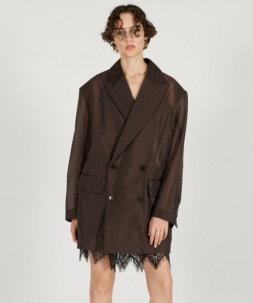 PRANK PROJECT（プランクプロジェクト）の「【2026Spring Pre-Order】シアーオーバージャケット / Sheer Oversized Jacket（テーラードジャケット・レディース・ブラック/アイボリー/ブラウン・FREE）」の12枚目の写真