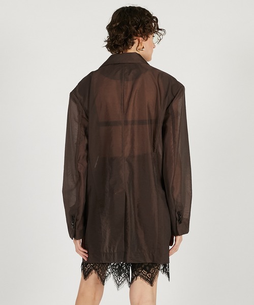 PRANK PROJECT（プランクプロジェクト）の「【2026Spring Pre-Order】シアーオーバージャケット / Sheer Oversized Jacket（テーラードジャケット・レディース・ブラック/アイボリー/ブラウン・FREE）」の14枚目の写真