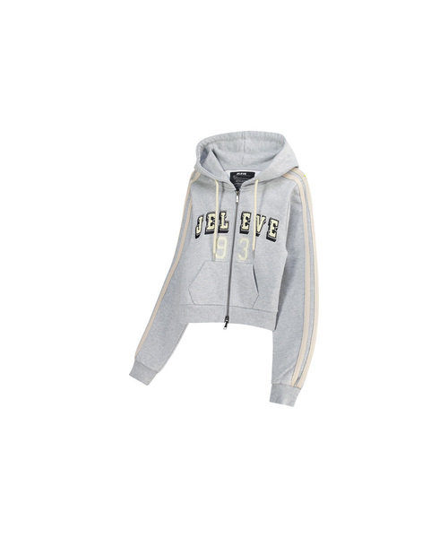JELEVE(ジェイエルブ)の「ウィメンズアーチロゴフードパーカー(ジャージ・レディース・グレー/ブラック・LARGE/SMALL/MEDIUM)」の1枚目の写真