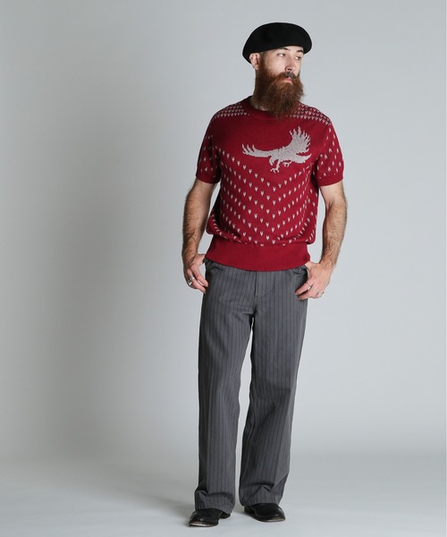 schott(ショット)の「Schott/ショット/50s KNIT/フィフティーズ ニット(ニット/セーター・メンズ・ブラック/バーガンディー・L/XL/M)」の6枚目の写真