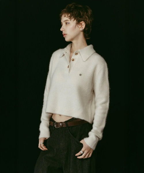 CONZ(コンズ)の「fox over polo-neck knit(ニット/セーター・レディース・ブラック/ベージュ/グレー・FREE)」の6枚目の写真