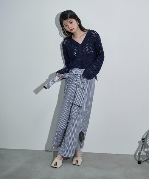 THE YOn(ザヨン)の「ラウンドヘムストライプシャツワンピース(シャツワンピース・レディース・ライム/ブラウン/チャコールグレー・FREE)」の22枚目の写真