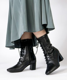 LibertyDoll/+6cm ストレッチ レースアップミドルブーツ 袴ブーツ(9163)