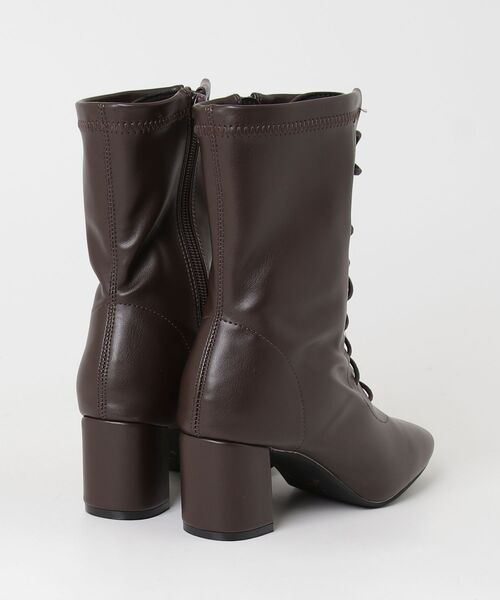 LibertyDoll(リバティードール)の「LibertyDoll/+6cm ストレッチ レースアップミドルブーツ 袴ブーツ(9163)(ブーツ・レディース・アイボリー/ダークブラウン/ブラック・S/LL/L/M)」の5枚目の写真