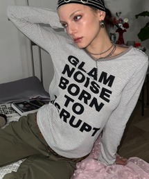 SHAGGIE（シャギー）の「Vネック細ボーダーロゴロンTEE（Tシャツ/カットソー）」