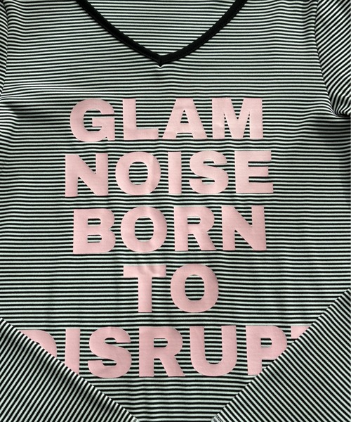 SHAGGIE（シャギー）の「Vネック細ボーダーロゴロンTEE（Tシャツ/カットソー・レディース・グリーン/レッド/グレー/ブラック・FREE）」の15枚目の写真