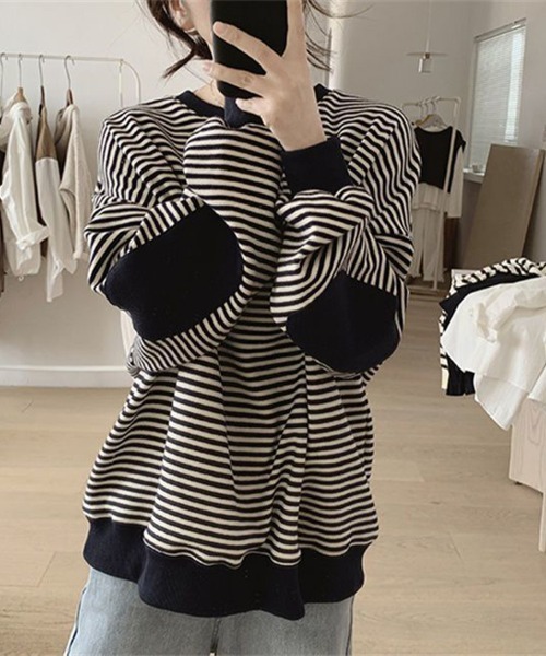 Flugge（フラッジー）の「ゆるボーダースウェット（スウェット・レディース・ネイビー・LARGE/MEDIUM）」の5枚目の写真