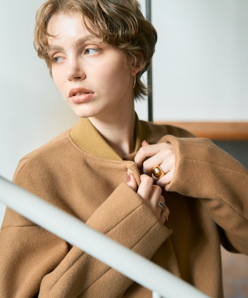 DESIGNWORKS（デザインワークス）の「SUPER140ウールコクーンスタジャンブルゾン（ブルゾン・レディース・キャメル・38）」の9枚目の写真