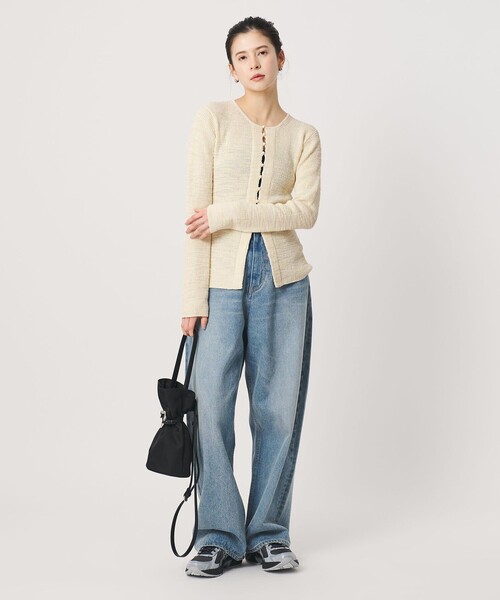 BEAUTY&YOUTH UNITED ARROWS（ビューティーアンドユースユナイテッドアローズ）の「コットンナイロンスラブ フロントボタン カーディガン（カーディガン/ボレロ・レディース・ライラック/ダークグレー/オフホワイト・FREE）」の9枚目の写真