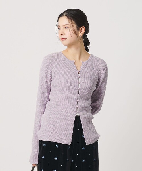 BEAUTY&YOUTH UNITED ARROWS（ビューティーアンドユースユナイテッドアローズ）の「コットンナイロンスラブ フロントボタン カーディガン（カーディガン/ボレロ・レディース・ライラック/ダークグレー/オフホワイト・FREE）」の10枚目の写真