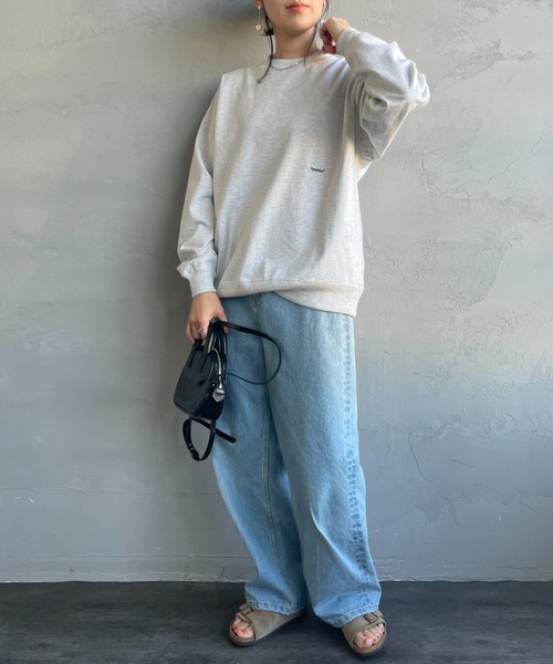 GYMPHLEX（ジムフレックス）の「[GYMPHLEX/ジムフレックス] ワンポイントロゴ刺繍 ヘビーウェイトクルーネックロンT（Tシャツ/カットソー・レディース・ライトグレー/チャコールグレー/オフホワイト/ライトグリーン/サックスブルー/ネイビー・L/M/XS）」の22枚目の写真