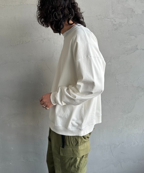 GYMPHLEX（ジムフレックス）の「【WEB先行予約】[GYMPHLEX/ジムフレックス] ワンポイントロゴ刺繍 ヘビーウェイトクルーネックロンT（Tシャツ/カットソー・レディース・ライトグレー/チャコールグレー/オフホワイト・L/M/XS）」の11枚目の写真