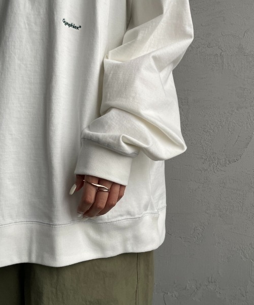 GYMPHLEX（ジムフレックス）の「【WEB先行予約】[GYMPHLEX/ジムフレックス] ワンポイントロゴ刺繍 ヘビーウェイトクルーネックロンT（Tシャツ/カットソー・レディース・ライトグレー/チャコールグレー/オフホワイト・L/M/XS）」の9枚目の写真