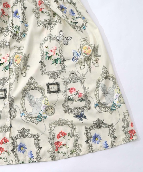 553282：ヴィンテージ風額縁柄シャツワンピース（ワンピース）｜iS