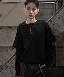 【LANDNESS/ランドネス】FAKE LAYERED WAFFLE HENLEY L/S TEE/フェイクレイヤード ワッフル ヘンリーロンT