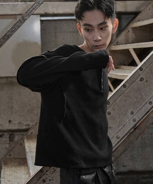 LANDNESS（ランドネス）の「【LANDNESS/ランドネス】FAKE LAYERED WAFFLE HENLEY L/S TEE/フェイクレイヤード ワッフル ヘンリーロンT（Tシャツ/カットソー・メンズ・ホワイト/ブラック/グレー・L/M/S）」の10枚目の写真