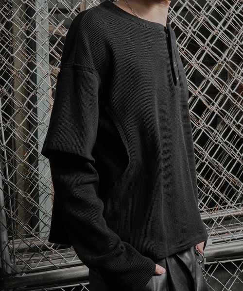 LANDNESS（ランドネス）の「【LANDNESS/ランドネス】FAKE LAYERED WAFFLE HENLEY L/S TEE/フェイクレイヤード ワッフル ヘンリーロンT（Tシャツ/カットソー・メンズ・ホワイト/ブラック/グレー・L/M/S）」の11枚目の写真