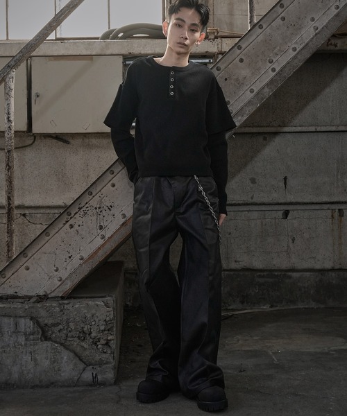 LANDNESS（ランドネス）の「【LANDNESS/ランドネス】FAKE LAYERED WAFFLE HENLEY L/S TEE/フェイクレイヤード ワッフル ヘンリーロンT（Tシャツ/カットソー・メンズ・ホワイト/ブラック/グレー・L/M/S）」の13枚目の写真