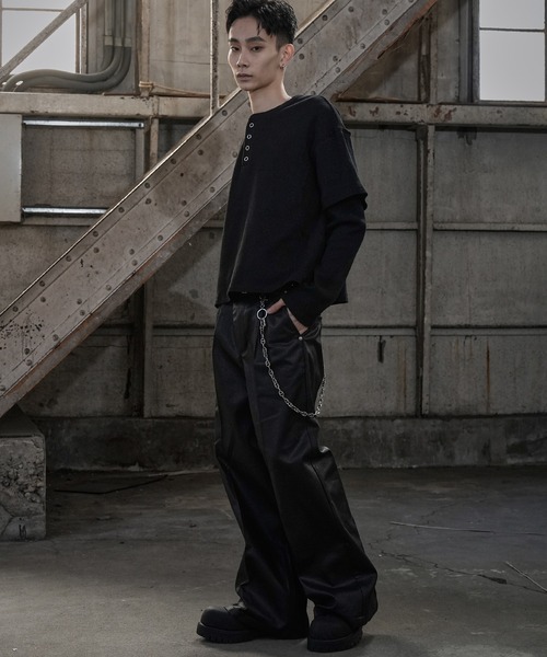 LANDNESS（ランドネス）の「【LANDNESS/ランドネス】FAKE LAYERED WAFFLE HENLEY L/S TEE/フェイクレイヤード ワッフル ヘンリーロンT（Tシャツ/カットソー・メンズ・ホワイト/ブラック/グレー・L/M/S）」の14枚目の写真