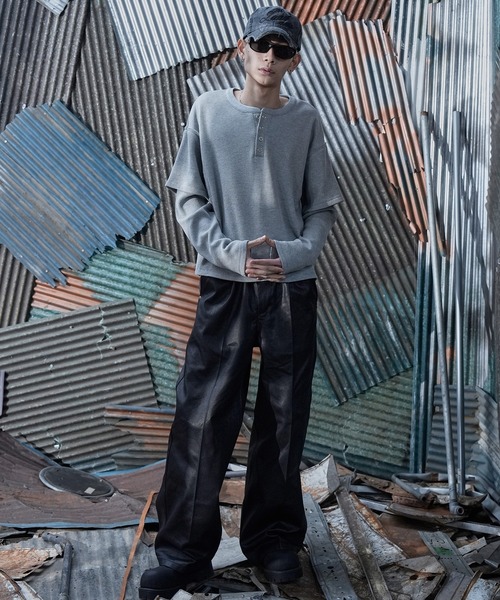 LANDNESS（ランドネス）の「【LANDNESS/ランドネス】FAKE LAYERED WAFFLE HENLEY L/S TEE/フェイクレイヤード ワッフル ヘンリーロンT（Tシャツ/カットソー・メンズ・ホワイト/ブラック/グレー・L/M/S）」の18枚目の写真