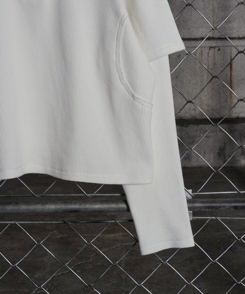 LANDNESS（ランドネス）の「【LANDNESS/ランドネス】FAKE LAYERED WAFFLE HENLEY L/S TEE/フェイクレイヤード ワッフル ヘンリーロンT（Tシャツ/カットソー・メンズ・ホワイト/ブラック/グレー・L/M/S）」の4枚目の写真