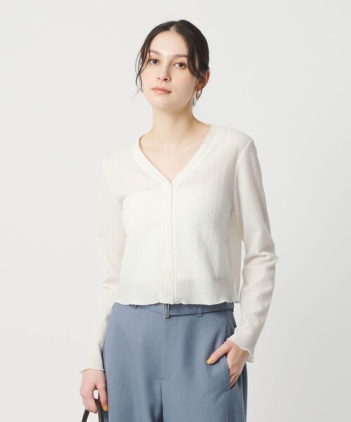 BEAUTY&YOUTH UNITED ARROWS(ビューティーアンドユースユナイテッドアローズ)の「ソリッド&チェック Vネック カーディガン(カーディガン/ボレロ・レディース・ブラック/ホワイト/その他1・FREE)」の2枚目の写真