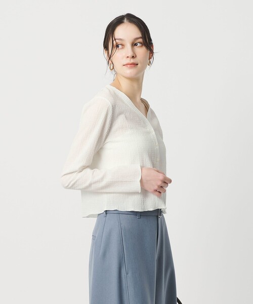 BEAUTY&YOUTH UNITED ARROWS(ビューティーアンドユースユナイテッドアローズ)の「ソリッド&チェック Vネック カーディガン(カーディガン/ボレロ・レディース・ブラック/ホワイト/その他1・FREE)」の5枚目の写真