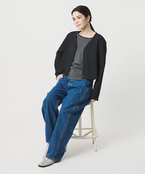 BEAUTY&YOUTH UNITED ARROWS(ビューティーアンドユースユナイテッドアローズ)の「ソリッド&チェック Vネック カーディガン(カーディガン/ボレロ・レディース・ブラック/ホワイト/その他1・FREE)」の13枚目の写真