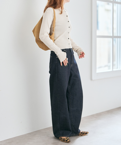 Spick & Span(スピックアンドスパン)の「Vis/PE リブクルーネックカーディガン(カーディガン/ボレロ・レディース・アイボリー/キャメル・FREE)」の14枚目の写真