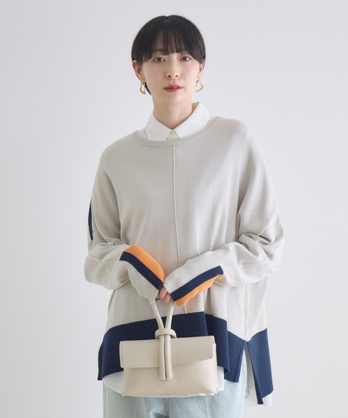 Paradise Picnic(パラダイスピクニック)の「配色ボックスシルエットニット(ニット/セーター・レディース・ライトグレー/ネイビー/アイボリー・FREE)」の1枚目の写真