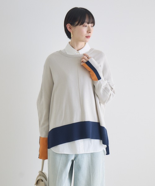Paradise Picnic(パラダイスピクニック)の「配色ボックスシルエットニット(ニット/セーター・レディース・ライトグレー/ネイビー/アイボリー・FREE)」の6枚目の写真