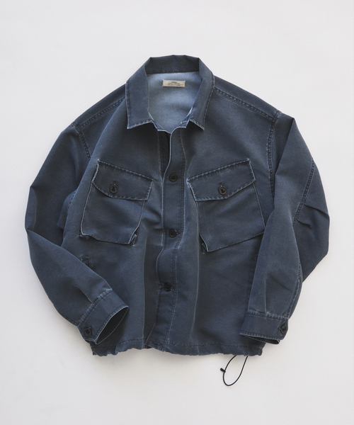 JOURNAL STANDARD relume（ジャーナルスタンダード　レリューム）の「ピグメント加工 CPO シャツブルゾン（ミリタリージャケット・メンズ・ブラックミックス/ライトグリーン・LARGE/MEDIUM）」の2枚目の写真