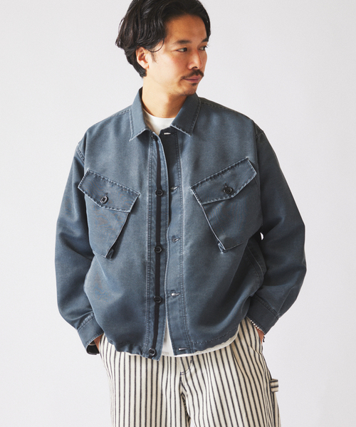 JOURNAL STANDARD relume（ジャーナルスタンダード　レリューム）の「ピグメント加工 CPO シャツブルゾン（ミリタリージャケット・メンズ・ブラックミックス/ライトグリーン・LARGE/MEDIUM）」の7枚目の写真