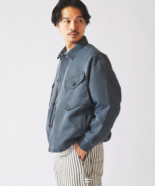 JOURNAL STANDARD relume（ジャーナルスタンダード　レリューム）の「ピグメント加工 CPO シャツブルゾン（ミリタリージャケット・メンズ・ブラックミックス/ライトグリーン・LARGE/MEDIUM）」の8枚目の写真