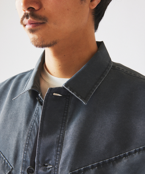 JOURNAL STANDARD relume（ジャーナルスタンダード　レリューム）の「ピグメント加工 CPO シャツブルゾン（ミリタリージャケット・メンズ・ブラックミックス/ライトグリーン・LARGE/MEDIUM）」の10枚目の写真