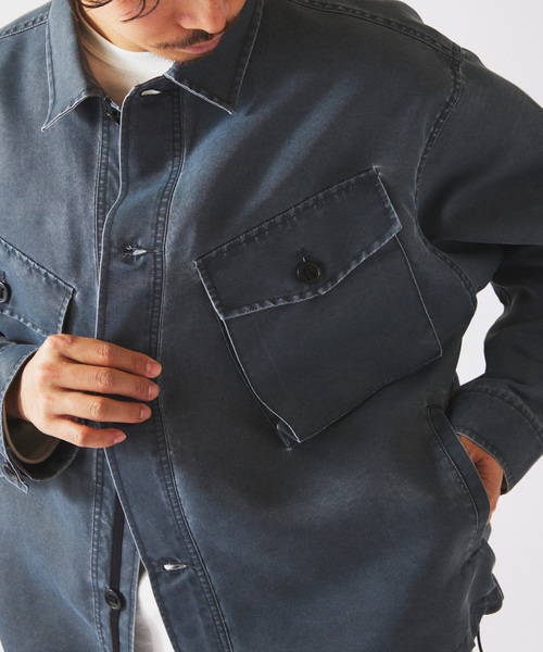 JOURNAL STANDARD relume（ジャーナルスタンダード　レリューム）の「ピグメント加工 CPO シャツブルゾン（ミリタリージャケット・メンズ・ブラックミックス/ライトグリーン・LARGE/MEDIUM）」の11枚目の写真