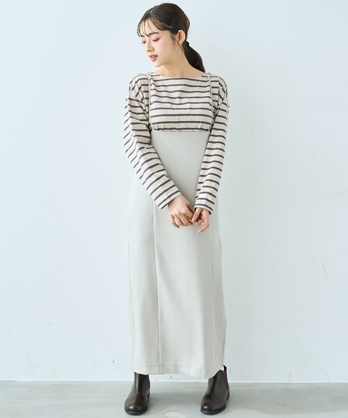 mil(ミル)の「ボーダー ロンT【586124】(Tシャツ/カットソー・レディース・ライトグリーン/ブラック/グレイッシュベージュ・XS/S)」の4枚目の写真