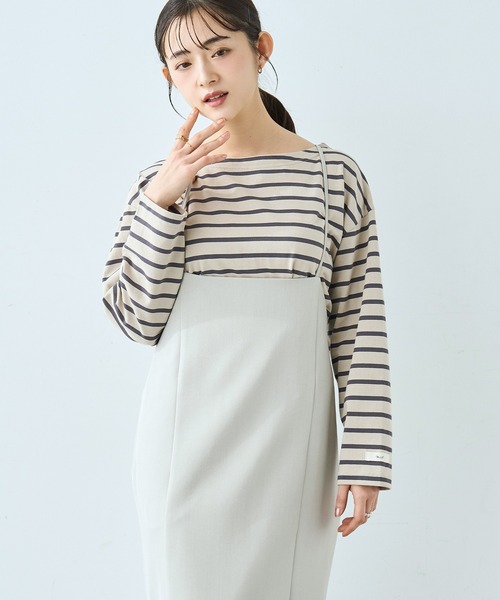 mil(ミル)の「ボーダー ロンT【586124】(Tシャツ/カットソー・レディース・ライトグリーン/ブラック/グレイッシュベージュ・XS/S)」の5枚目の写真