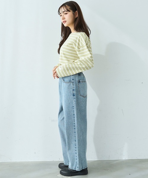mil(ミル)の「ボーダー ロンT【586124】(Tシャツ/カットソー・レディース・ライトグリーン/ブラック/グレイッシュベージュ・XS/S)」の14枚目の写真