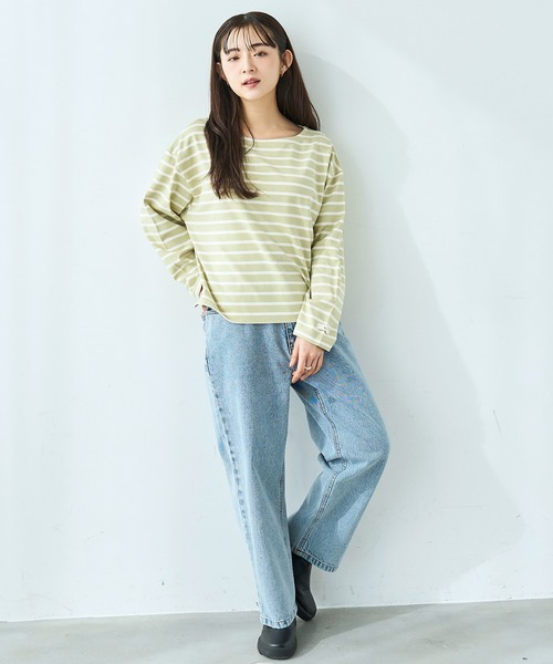 mil(ミル)の「ボーダー ロンT【586124】(Tシャツ/カットソー・レディース・ライトグリーン/ブラック/グレイッシュベージュ・XS/S)」の13枚目の写真