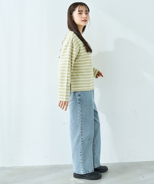 mil(ミル)の「ボーダー ロンT【586124】(Tシャツ/カットソー・レディース・ライトグリーン/ブラック/グレイッシュベージュ・XS/S)」の18枚目の写真