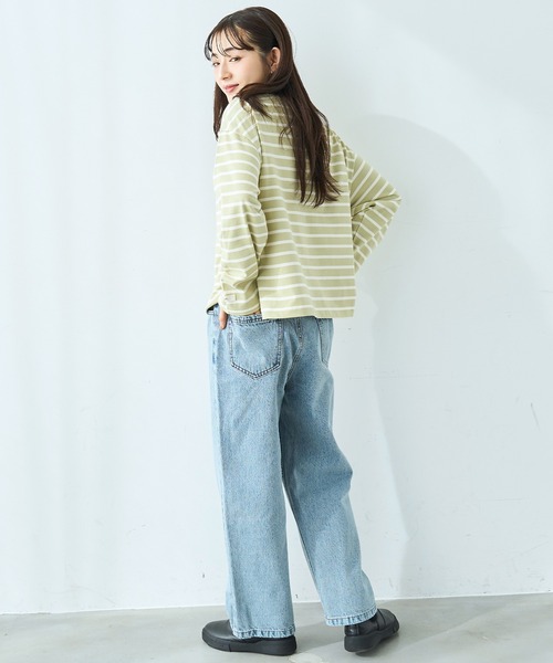 mil(ミル)の「ボーダー ロンT【586124】(Tシャツ/カットソー・レディース・ライトグリーン/ブラック/グレイッシュベージュ・XS/S)」の16枚目の写真