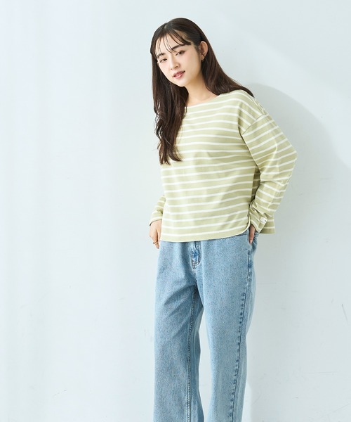 mil(ミル)の「ボーダー ロンT【586124】(Tシャツ/カットソー・レディース・ライトグリーン/ブラック/グレイッシュベージュ・XS/S)」の19枚目の写真