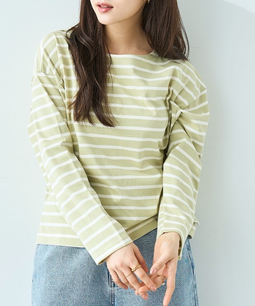 mil(ミル)の「ボーダー ロンT【586124】(Tシャツ/カットソー・レディース・ライトグリーン/ブラック/グレイッシュベージュ・XS/S)」の20枚目の写真
