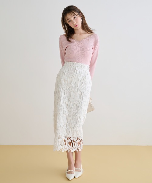 CELFORD(セルフォード)の「【WEB限定サイス】ハートレースタイトスカート(スカート・レディース・ブラック/オフホワイト/レッド/ピンク・34/36/38)」の2枚目の写真