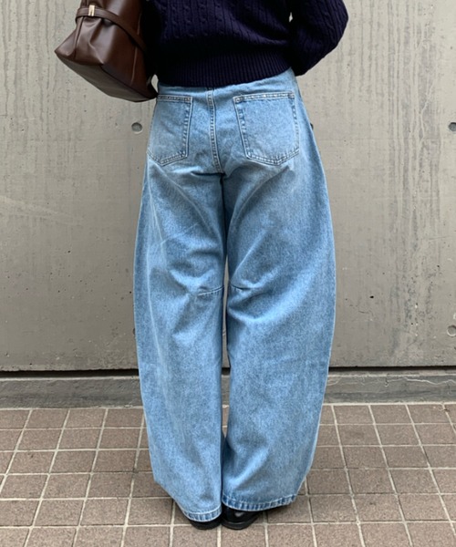 link lot(リンクロット)の「【バックゴム】ボーイフレンドリベットデニムカーブパンツ(デニムパンツ・レディース・サックスブルー/ブルー/インディゴブルー・F)」の7枚目の写真