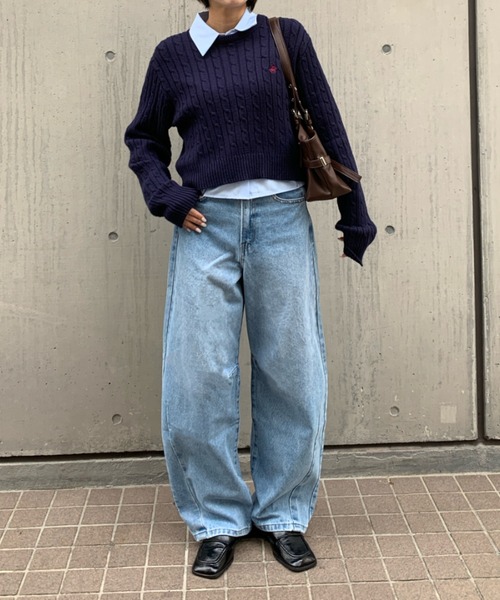 link lot(リンクロット)の「【バックゴム】ボーイフレンドリベットデニムカーブパンツ(デニムパンツ・レディース・サックスブルー/ブルー/インディゴブルー・F)」の8枚目の写真